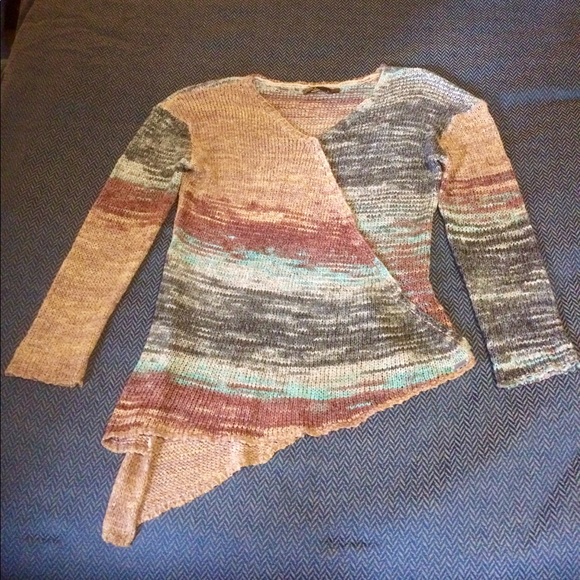 Prana Wrap Sweater Natural Blue peach tan - Picture 2 of 6